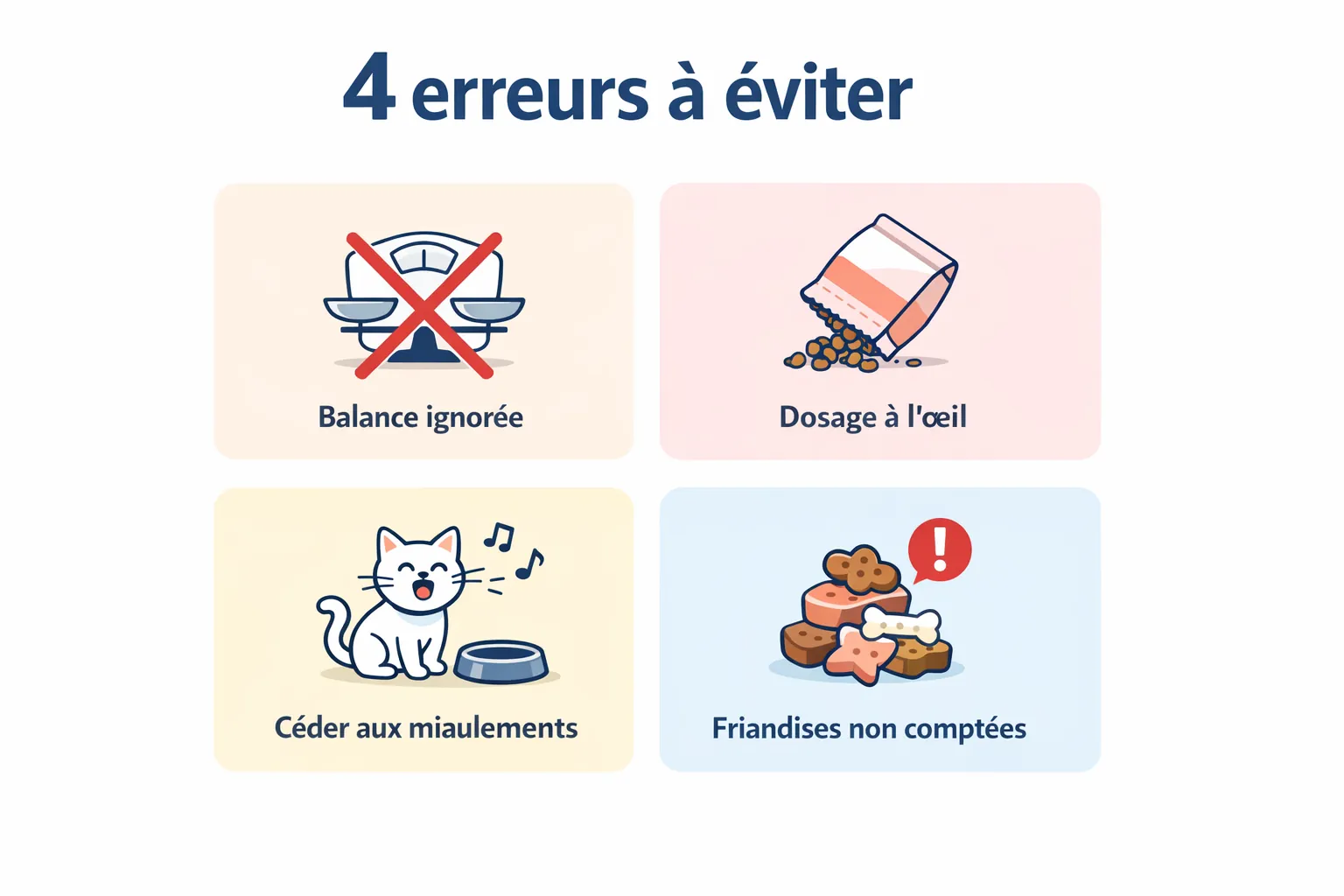 Illustration des erreurs courantes lors du calcul de la ration d'un chat obèse