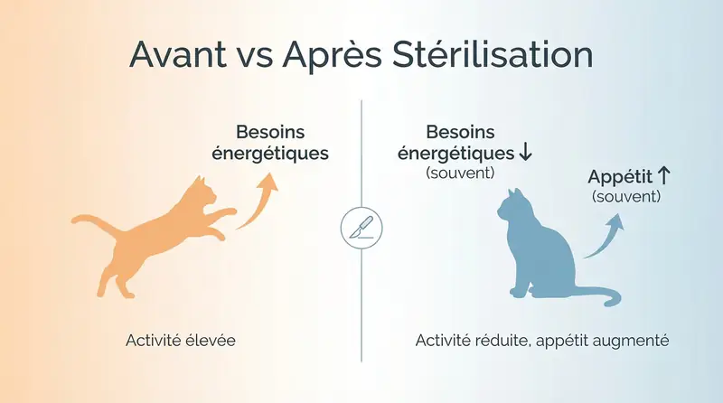 Infographie : Changements métaboliques avant vs après stérilisation
